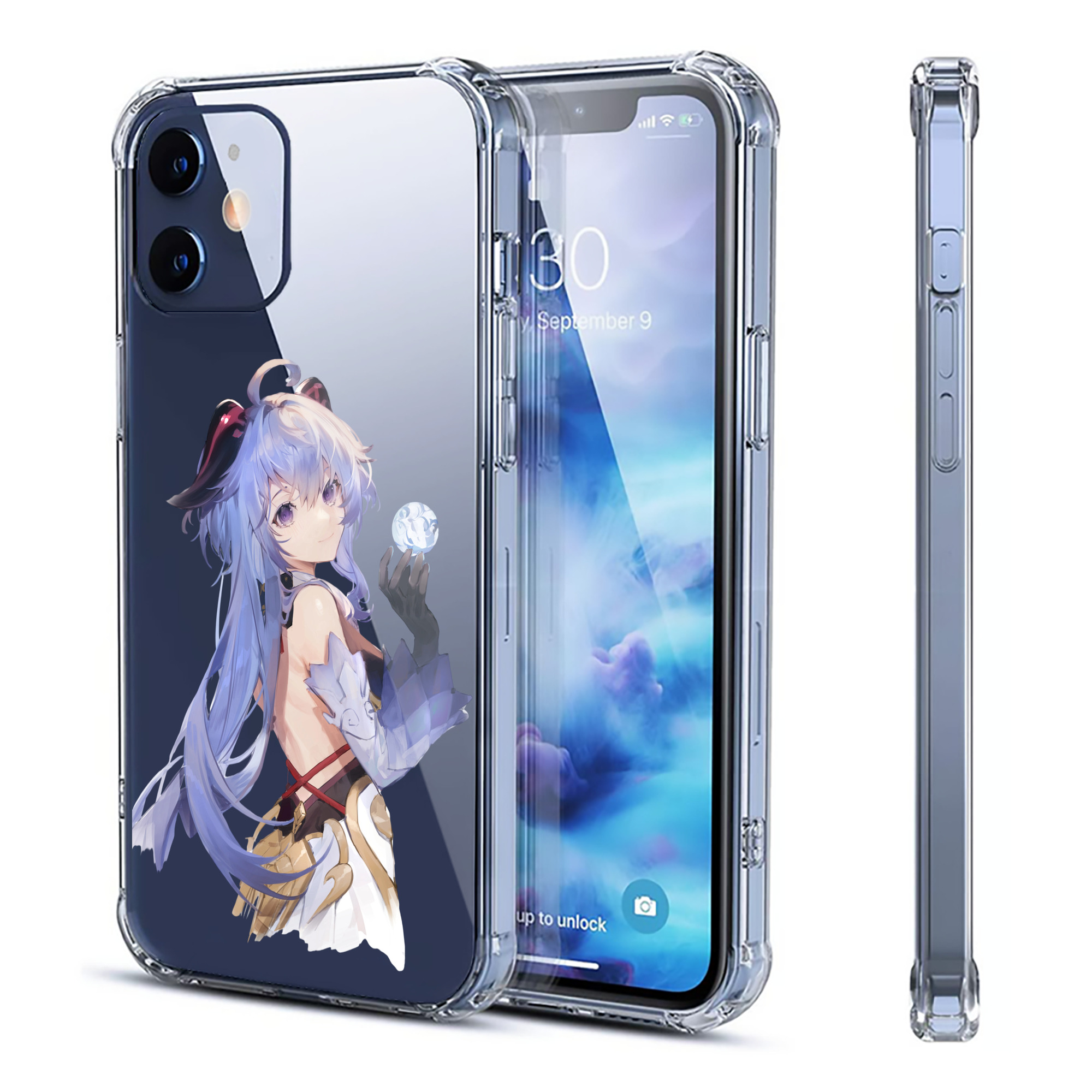 げんし神 甘雨 かんう genshin Ganyu 【iPhone 12シリーズ対応】透明スマホケース（クリアソフトケース）